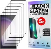 Screenprotector - Geschikt voor Samsung Galaxy S23 Ultra - Gehard Glas - Full Cover Tempered Glass - Case Friendly - 5 Pack