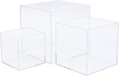 3 stuks transparante acryl vitrinekast, 5-zijdige transparante acrylbox, plexiglas, vitrine voor actiefiguren, speelgoed, figuren, modelauto's, minifiguren, verzamelfiguren
