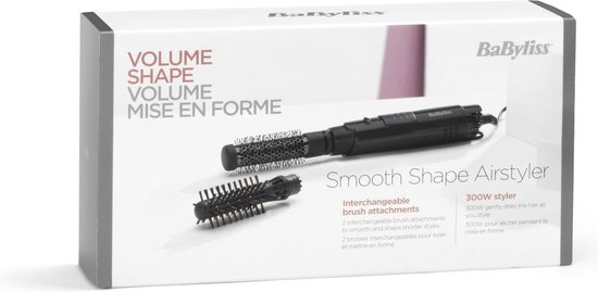 BaByliss Smooth Shape Airstyler Föhnborstel AS86E - Geschikt voor korter haar - 2 opzetborstels - Coolshot - Krulborstel