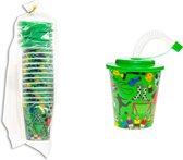 12 STUKS VOETBAL 3D Drink Beker met Rietje en Deksel - 250ML - Voetballers Plastic Bekers - Kinderfeestje - Kinderverjaardag Bekertjes - Traktatie - Uitdeelcadeaus