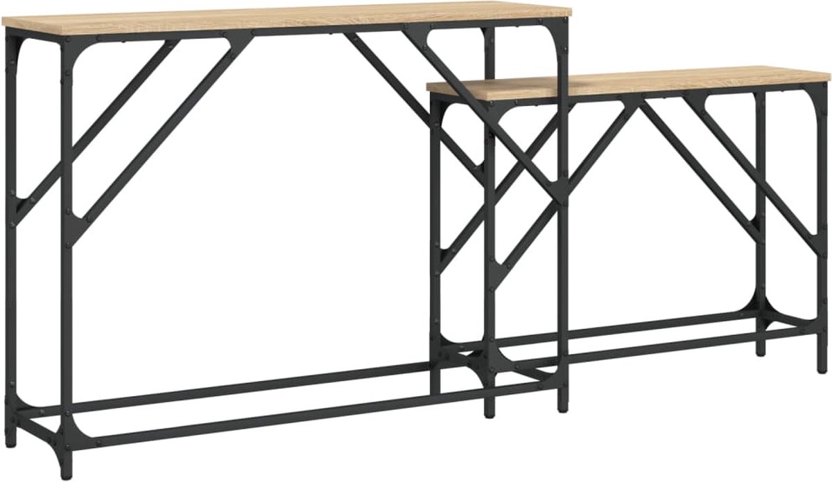 vidaXL 2-delige - Tafeltjesset - bewerkt - hout - sonoma - eikenkleurig