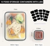 voedselopslagcontainers met deksels 26-pack (13 containers + 13 deksels), luchtdichte plastic opslagcontainers set voor keukenopslag & organisatie, magnetron- en vriezerbestendig, BPA-vrij