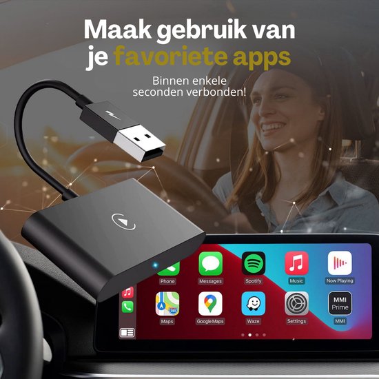 Zybra® Premium Carplay Dongle Draadloos Apple Carplay Carlinkit