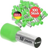100 pièces Kalitec AE618GN embouts isolés 6,0 mm² 18 mm de long vert I Fabriqué en Allemagne I Qualité industrielle
