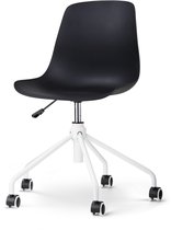 Nolon Nout-Pip Bureaustoel Zwart - Kunststof Zitting - Verstelbaar - Wieltjes - Wit Metalen Onderstel