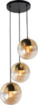Olucia Nalini - Design Hanglamp - 3L - Aluminium/Glas - Amber;Messing - Rond - 34 cm