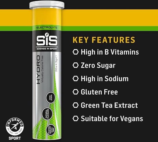 Science in Sport - SIS Go Hydro Bruistabletten - 300mg Elektrolyten - Strawberry & Lime Smaak - 3 x 20 Tabletten van Science in Sport — afbeelding 4