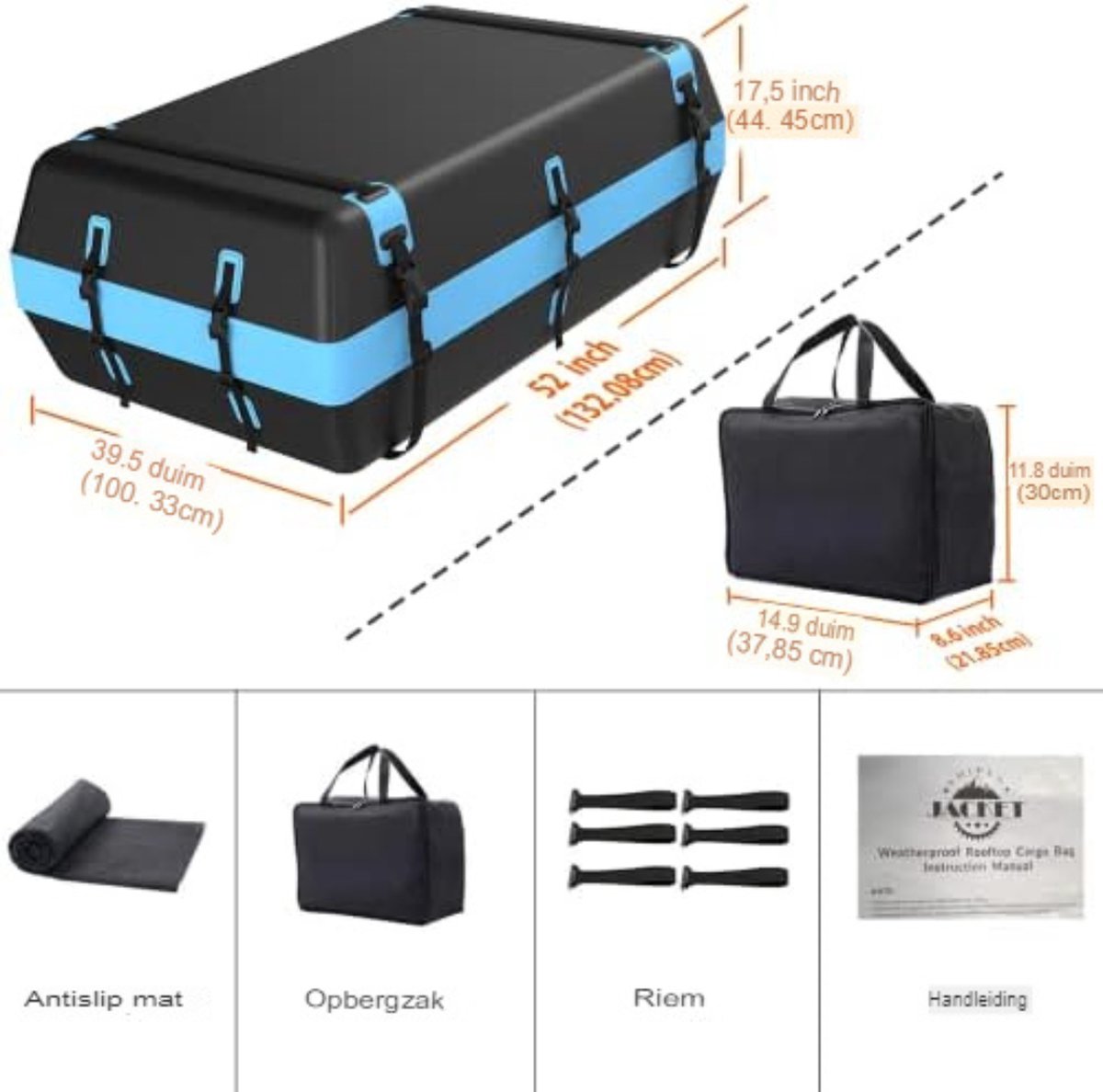 Dachgepäckträgertasche 21Cubic Feet Cargo draagtas voor op het dak van je auto, 100% waterdichte heavy-duty 1000D autodakdrager,21 kubieke voet autodaktas voor alle voertuigen met/zonder rek