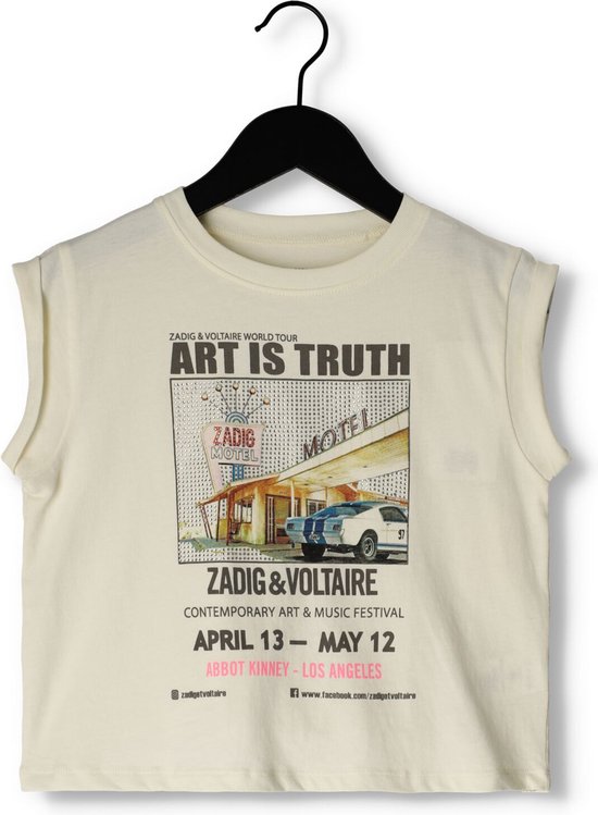 Zadig & Voltaire X15380 Tops & T-shirts Meisjes - Shirt - Ecru - Maat 104