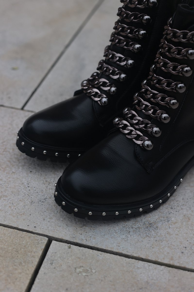 Smile Favorites® Dames Biker boots - Zwart - Imitatieleer - Maat 37