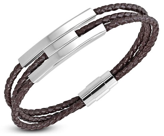 Bracelet Montebello Calvin E - Cuir - Acier 316L - Magnétique - 9mm - 22cm