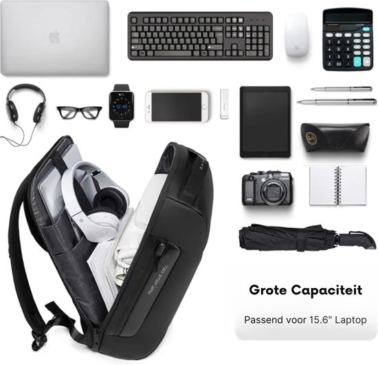 M1 Waterdichte Rugzak - Schooltas - Laptop Tas 15.6 inch - Voor Dames en Heren - Zwart - USB