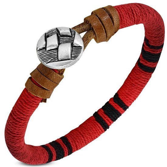 Bracelet Montebello Cas Rouge - Cuir - Corde - 8mm - 22cm