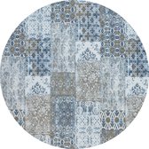 Vintage rond vloerkleed - Patchwork - Tapijten woonkamer - Twilight blauw - 170cm ø