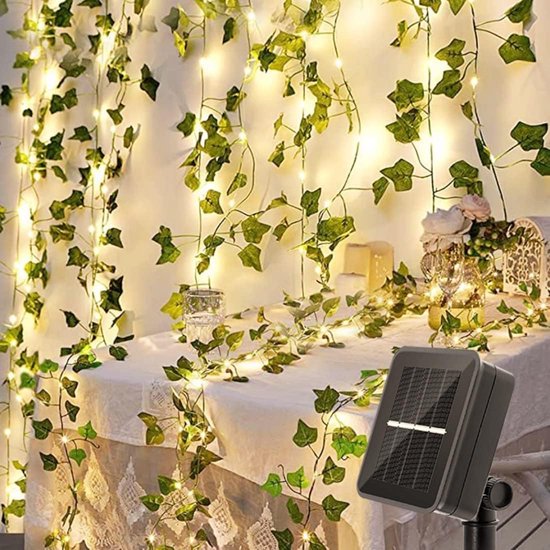 Guirlande de Lierre Artificiel avec Fonction Minuterie - Guirlande de Fleurs à Chaîne Lumineuse LED - Lierre Vert Décoratif - Pour Intérieur et Extérieur - Siècle des Lumières Festif - Décoration murale