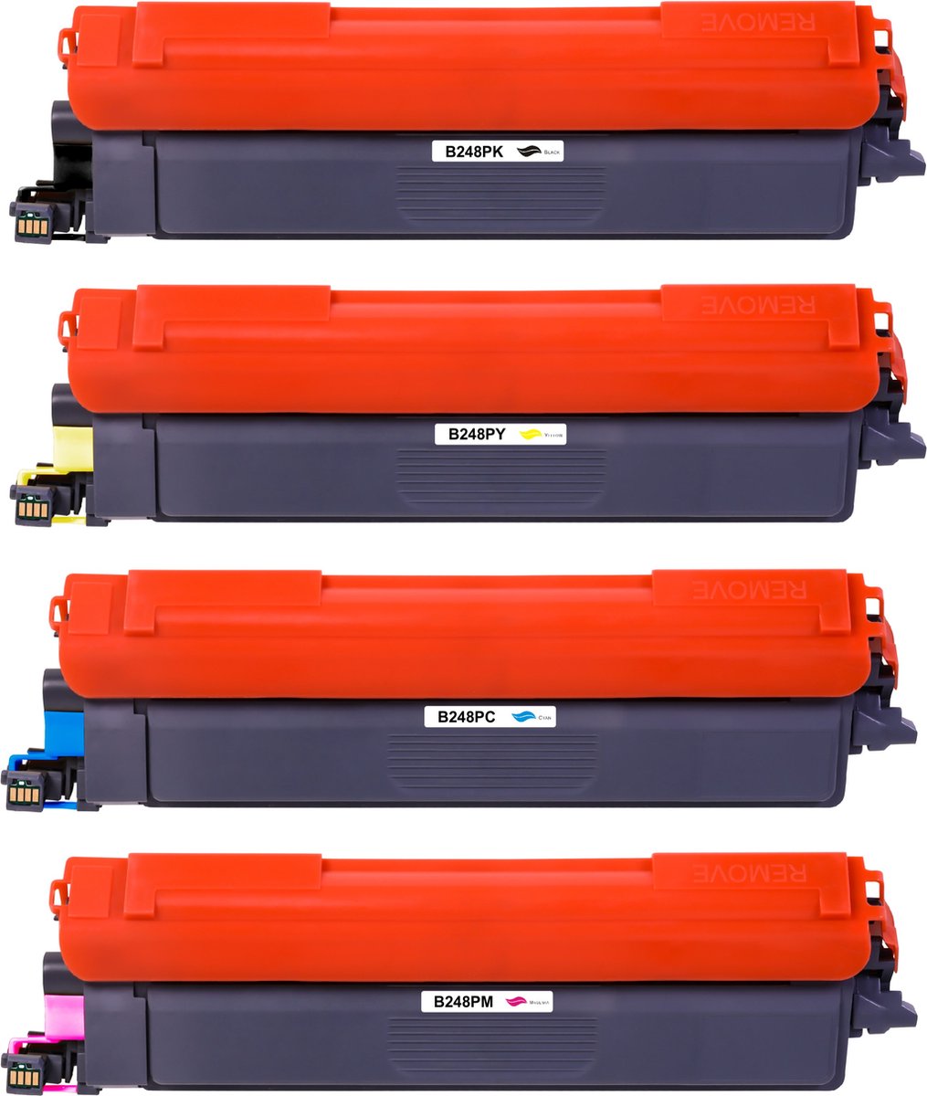 Huismerk geschikt voor Brother TN-248 Toners - 4 Cartridges - Geschikt voor DCP-L3520CDWE - DCP-L3560CDW - HL-L3220CWE - HL-L3240CDW - MFC-L3740CDW - MFC-L3760CDW