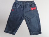 Lange broek - Meisjes- Eerste jeans broekje - Rode strik met witte stippen - 1 maand 56