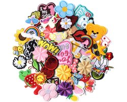 AXEN 60 stuks geborduurde ijzeren patches DIY accessoires, willekeurig gesorteerde decoratieve patches, schattige naai-applicaties voor jassen, hoeden, backpacks, jeans, 60 stuks pakket