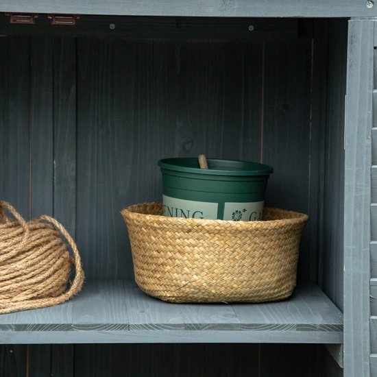 Tuinkast hout - Opbergkasten met deuren - Tuinhuis - Tuinschuur - Schuur voor gereedschap - Grijs - 87 x 46,5 x 160 cm