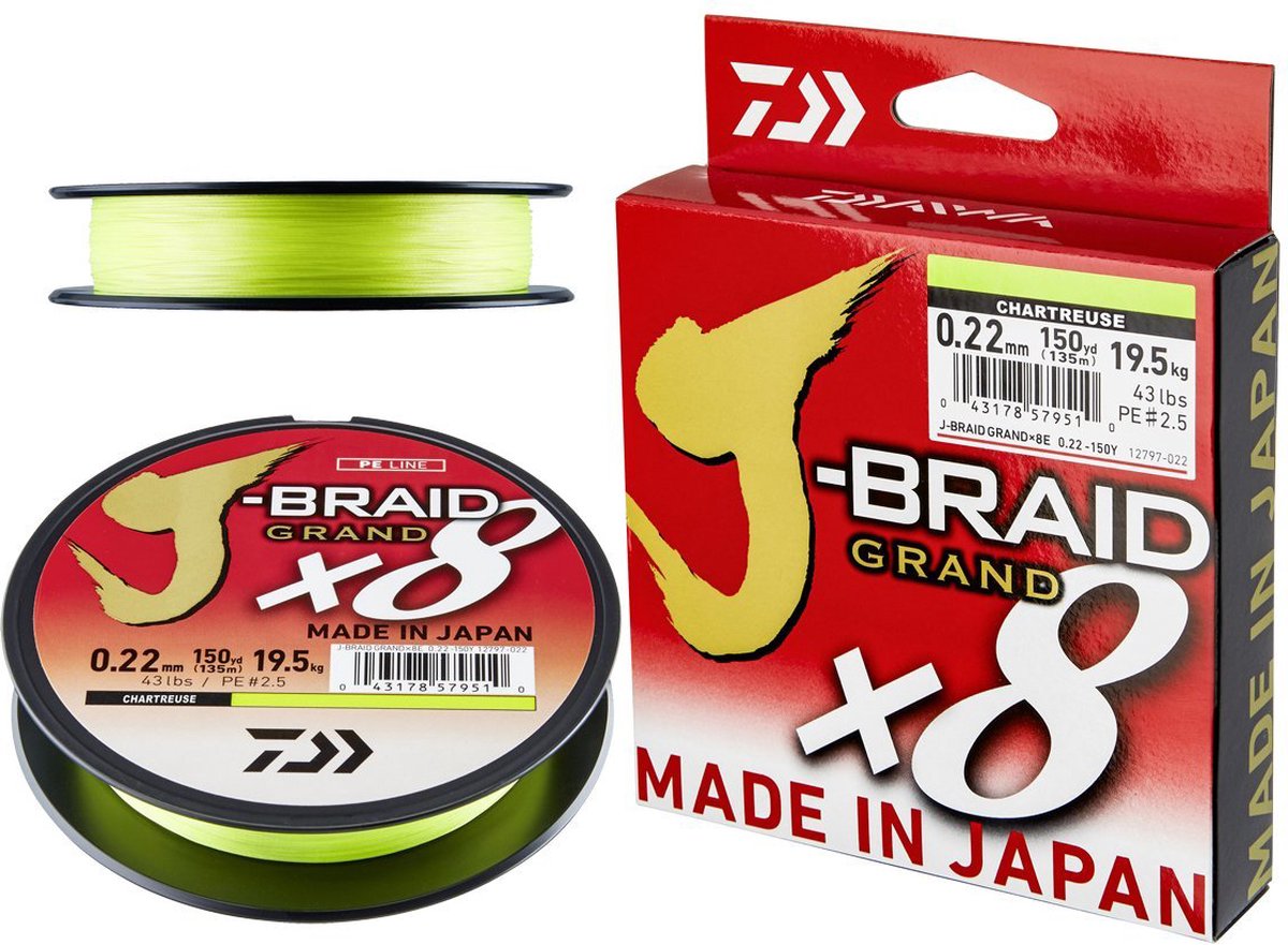 Daiwa - Lijn gevlochten J-Braid X8 Grand Chartreuse 150m - Daiwa