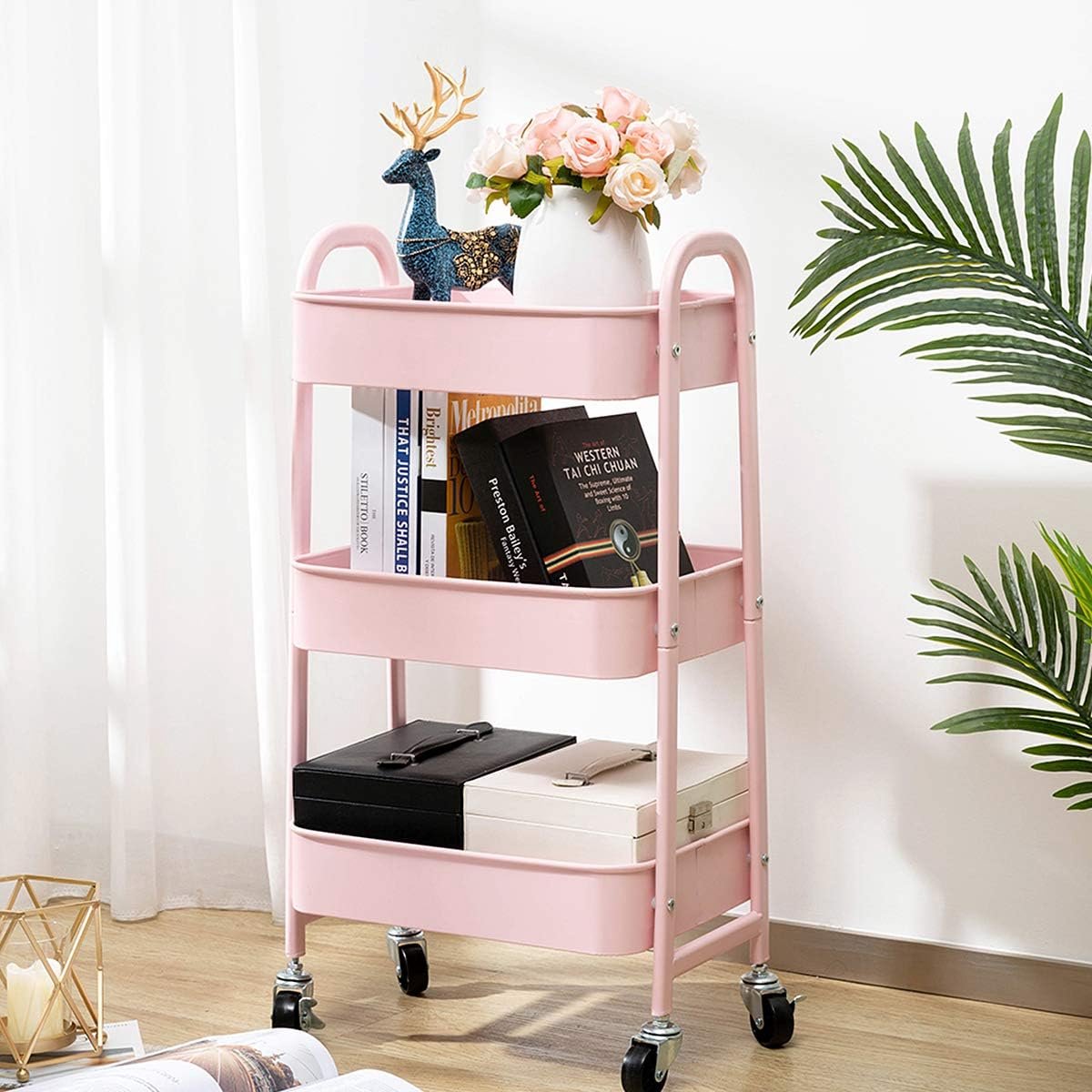 Rek op wielen plank organizer keukenrek keukentrolley keukenplank 27D x 37B x 76H centimeter