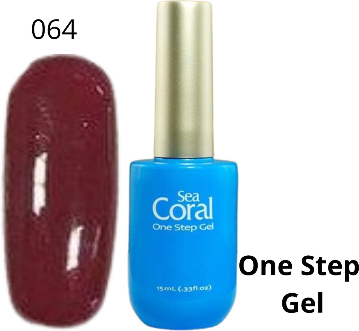 SeaCoral One Step No Wipe Gellak, Gel Nagellak, GelPolish, geen plaklaag, zónder kleeflaag, UV en LED, kleur 064