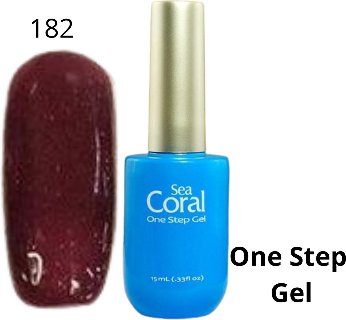 SeaCoral One Step No Wipe Gellak, Gel Nagellak, GelPolish, zónder kleeflaag, UV en LED, kleur 182