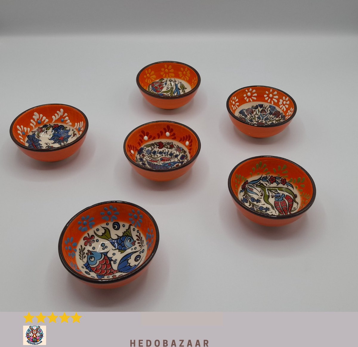 6-Delige kleine Kleurrijke Keramische Kommen Set van HeDo Bazaar - Handgemaakt, Veelzijdig voor Ontbijt & Snacks, 8cm, Magnetron & Vaatwasser Veilig