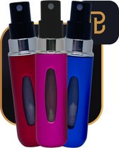 PerfumeBuddy® - Bestsellers Set Rainbow Edition - Parfum Verstuiver - 5ML - Navulbaar - Reisflesje - Mini Parfum Flesje - Parfum Verstuiver Navulbaar - Matt Rood, Matt Roze & Matt Blauw