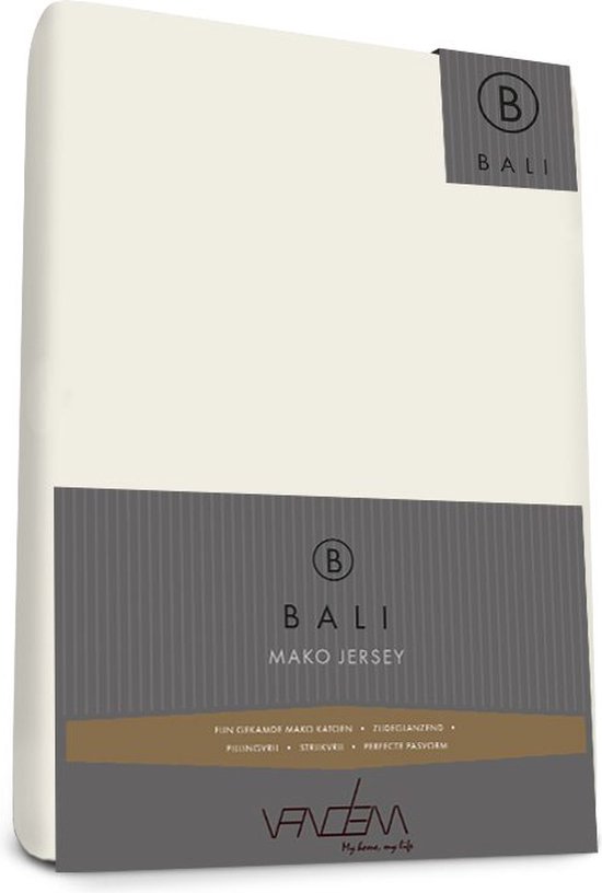 Bali - Van Dem - Mako Jersey - Splittopper Hoeslaken - 200 x 200 cm - creme