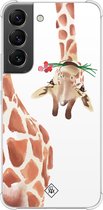 Casimoda® hoesje - Geschikt voor Samsung Galaxy S22 - Giraffe - Shockproof case - Extra sterk - TPU/polycarbonaat - Bruin/beige, Transparant