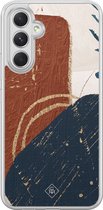 Casimoda® hoesje - Geschikt voor Samsung Galaxy A34 - Abstract Terracotta - 2-in-1 case - Schokbestendig - Geometrisch patroon - Verhoogde randen - Rood, Transparant