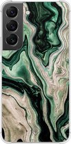 Casimoda® hoesje - Geschikt voor Samsung Galaxy S22 - Groen marmer / Marble - Shockproof case - Extra sterk - TPU/polycarbonaat - Groen, Transparant