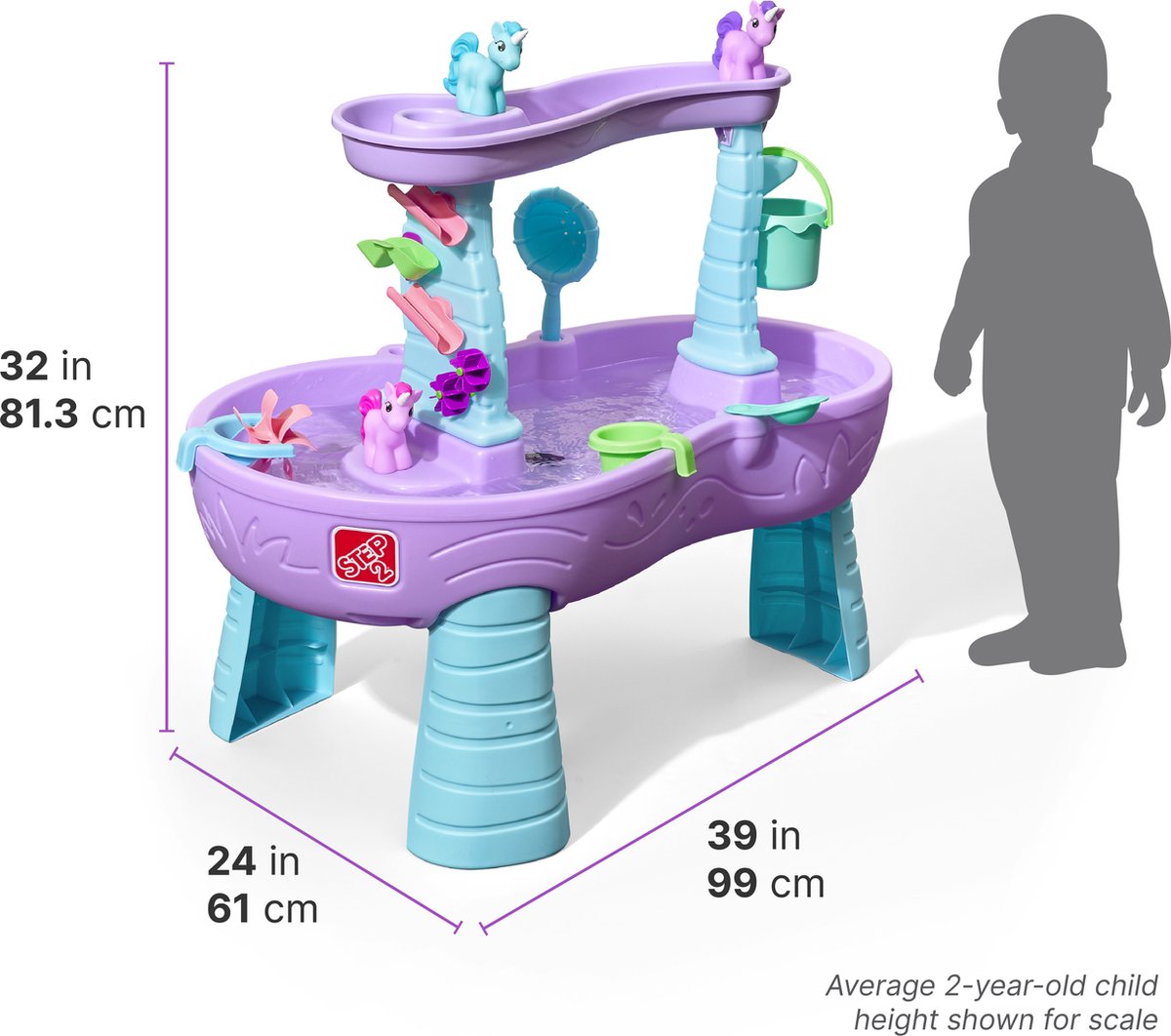 Step2 Rain Shower Splash Unicorns Watertafel - Eenhoorn met 13-delig accessoireset - Waterspeelgoed voor kind - Activiteitentafel met water voor de tuin / buiten — afbeelding 3