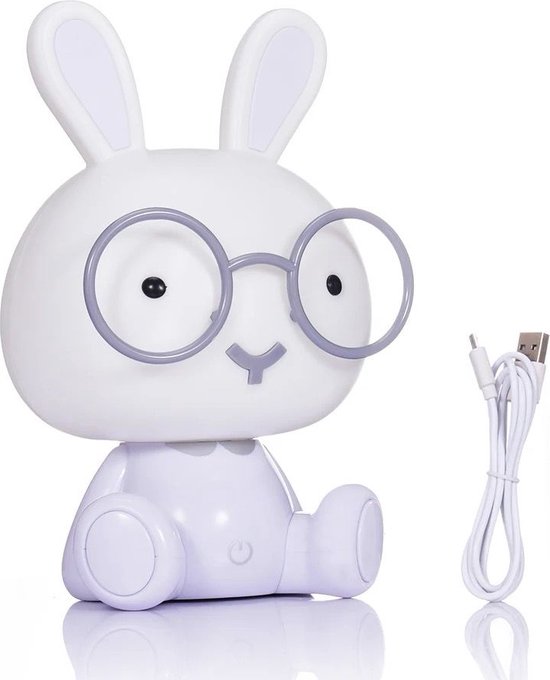 Bunny Led Nachtlampje, Bureaulamp, Kindernachtlampje, Huisdecoratie Konijn, bunny- 23x15x13 CM USB-Touch control-3 standen-Wit van Silver Gear — afbeelding 3