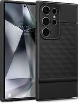 Caseology Parallax voor Samsung Galaxy S24 Ultra, [Militaire valbescherming] S24 Ultra Case Ergonomisch 3D Hexa Cube ontworpen hoesje voor Samsung Galaxy S24 Ultra - Matte Black