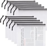 Formaat documententas, 10 stuks documentenvakken met ritssluiting, mesh document mappen plastic vakken met rits, bestandsportemonnee voor document, kantoor, school, papier (A5)