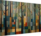 Bos Paul Klee stijl - Bomen schilderij - Wanddecoratie Paul Klee - Wanddecoratie landelijk - Schilderij op canvas - Slaapkamer decoratie - 70 x 50 cm 18mm
