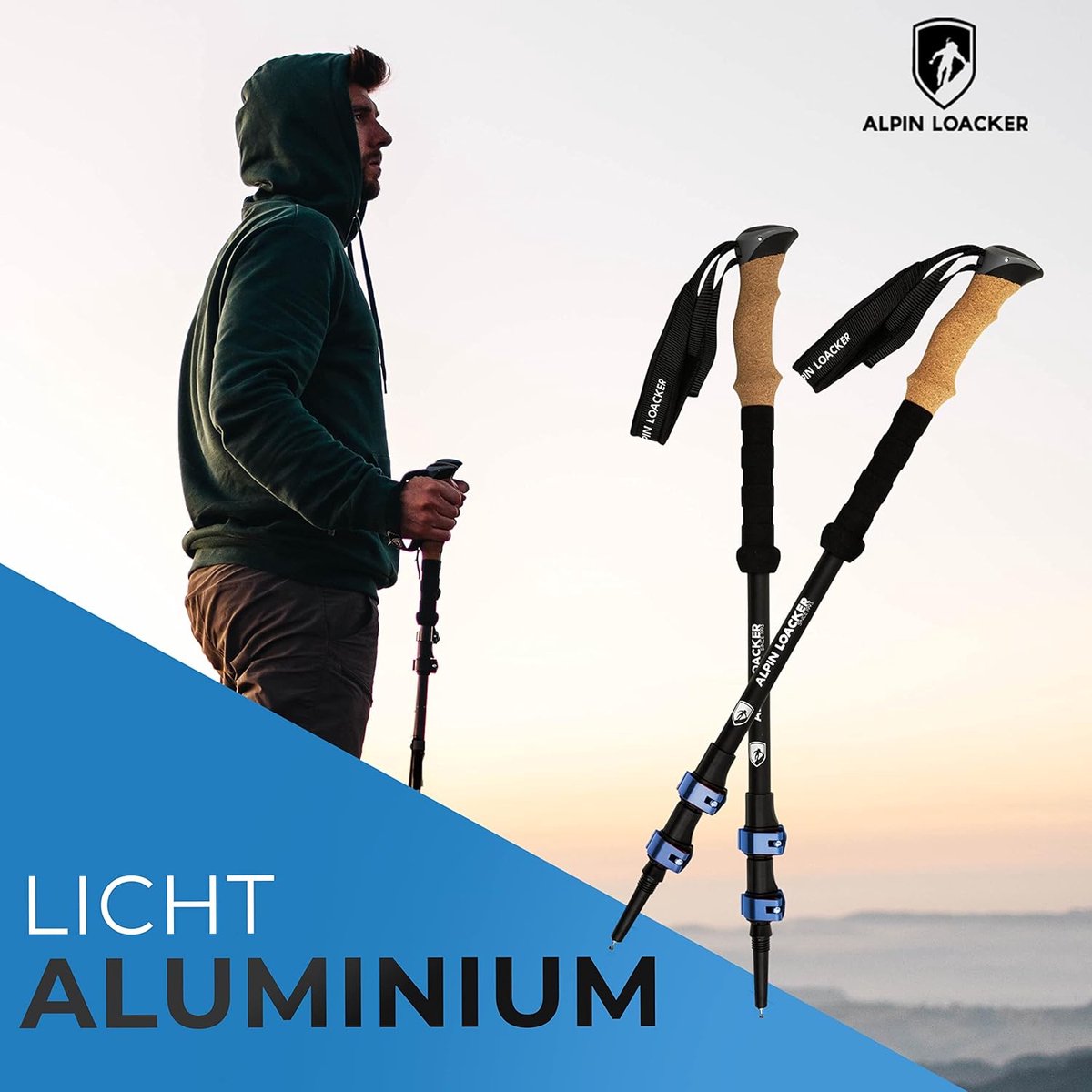ATACAMA Nordic Walking-stokken, telescopisch, van carbon en aluminium, voor dames en heren, verstelbare rubberen buffers, verstelbare wandelstokken, licht