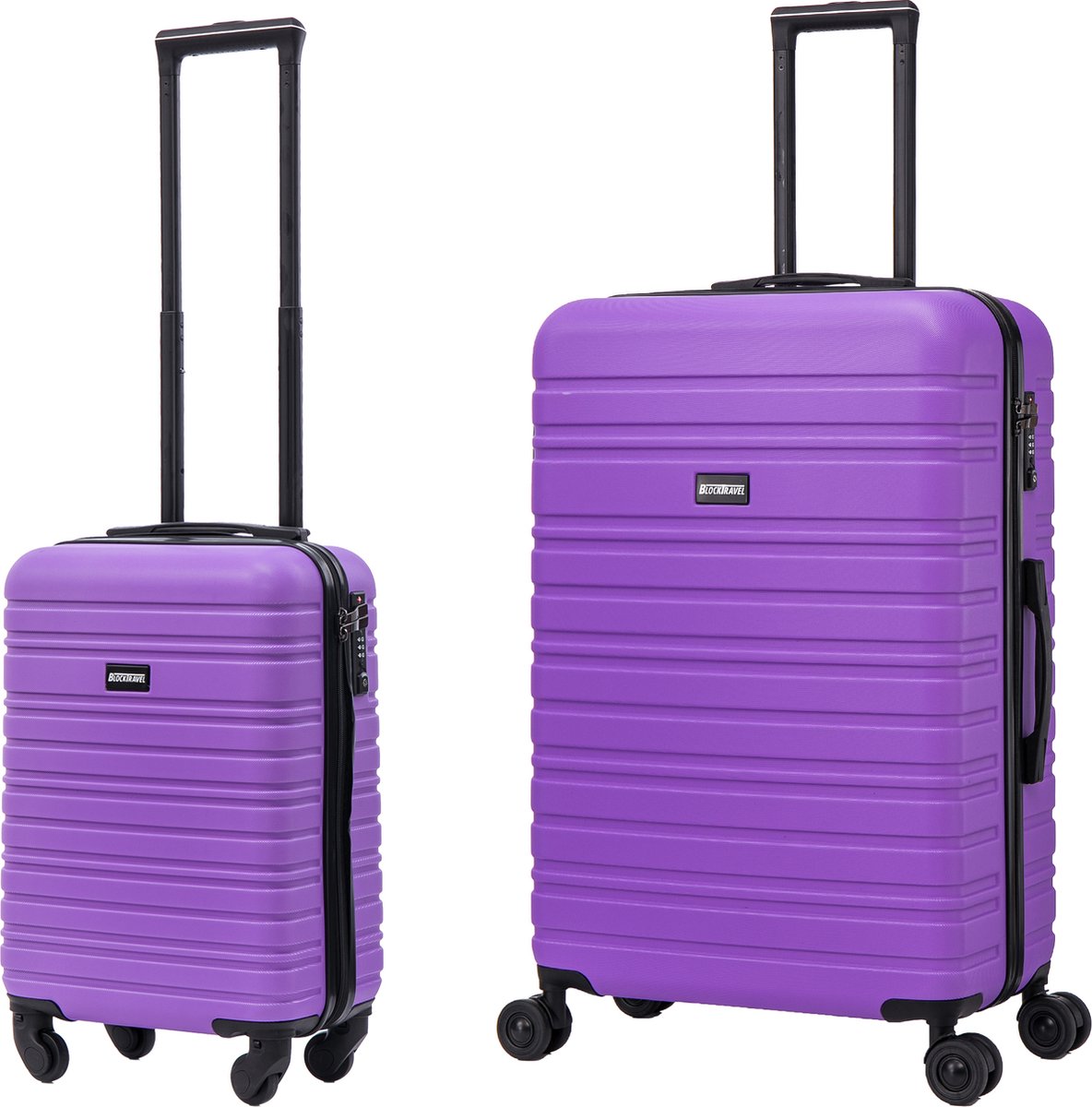 BlockTravel kofferset 2 delig ABS ruimbagage en handbagage 29 en 95 liter - inbouw TSA slot - paars