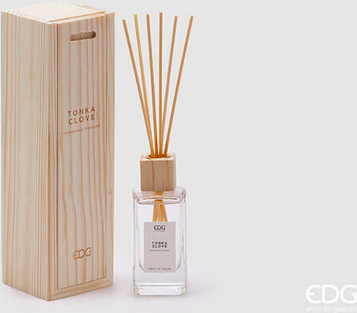 EDG Enzo De Gasperi Geurstokjes Essentiel Tonka Clouds in houten doosje H12,5 - 90ml
