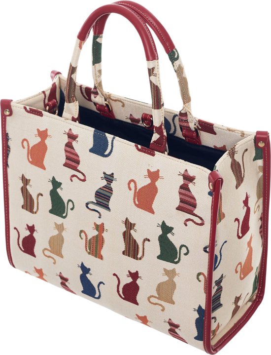 Signare - Luxe City Bag - gobelinstof - Cheeky Cat - Kat - Katten