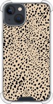 Casimoda® hoesje - Geschikt voor iPhone 13 Mini - Stippen bruin abstract - Shockproof case - Extra sterk - TPU/polycarbonaat - Bruin/beige, Transparant