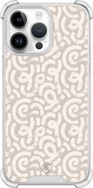 Casimoda® hoesje - Geschikt voor iPhone 14 Pro Max - Ivory Abstraction - Shockproof case - Extra sterk - TPU/polycarbonaat - Bruin/beige, Transparant