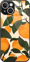 Casimoda® hoesje - Geschikt voor iPhone 13 - Orange Garden - Luxe Hard Case Zwart - Backcover telefoonhoesje - Multi