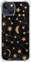 Casimoda® hoesje - Geschikt voor iPhone 13 Mini - Counting The Stars - Shockproof case - Extra sterk - TPU/polycarbonaat - Bruin/beige, Transparant