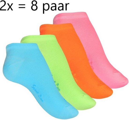 8 paires de chaussettes baskets couleurs vives taille 35/38 mix bleu, vert, rose et orange
