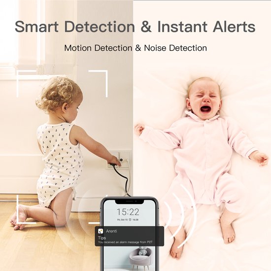 Arenti - Wifi Babyfoon - 4MP Camera voor binnen - Ultra HD Resolutie – Dual Band Wifi - Privacyfunctie - Nachtzicht - Bébé