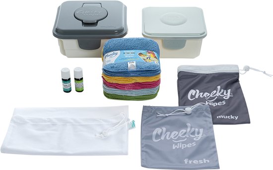 Cheeky Wipes Premium kit tout-en-un 25 lingettes - coton bio - Arc-en-ciel - Réutilisable