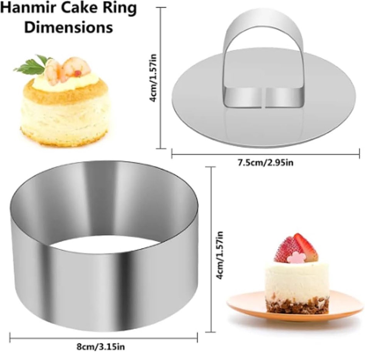 Serveerringen, 8 stuks dessertringen, roestvrij staal, dessertringen, 8
